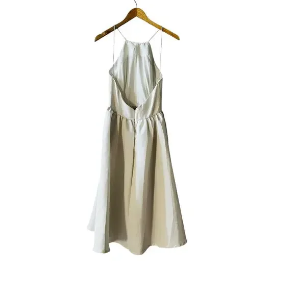 Lulus Lead A Charmed Life High Neck Plunge Back Dress Size S Small Ivory - Picture 3 of 10